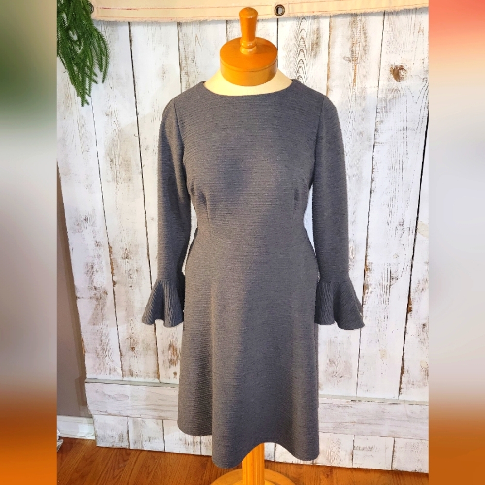 Gray Dress with Bell Sleeves